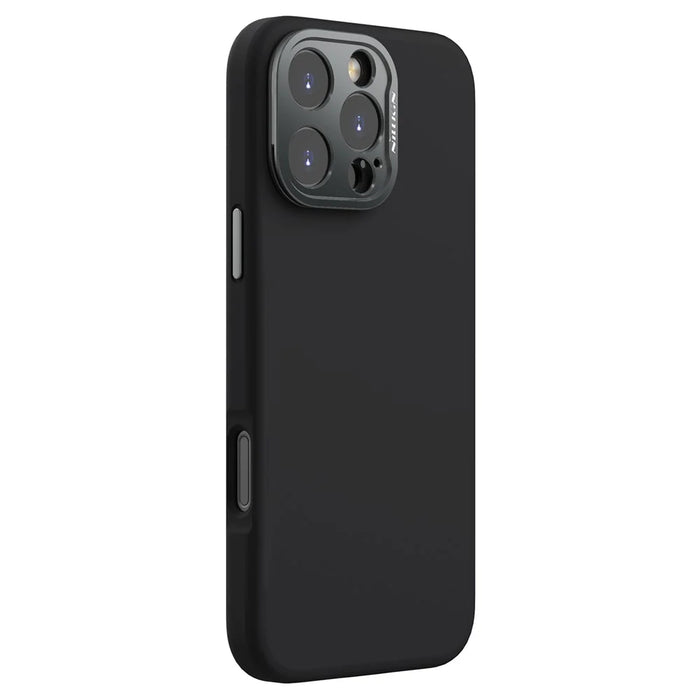 NILLKIN Lenswing Prop For iPhone 16 Pro Max Case Compatible with MagSafe Camera Lens Frame Kickstand Soft Silicone Phone Cover - Black - 3
