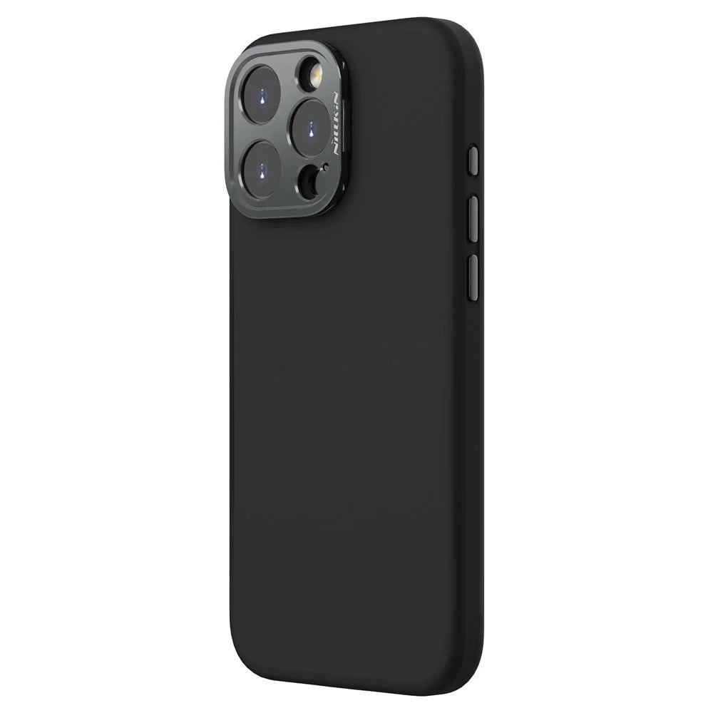 NILLKIN Lenswing Prop For iPhone 16 Pro Max Case Compatible with MagSafe Camera Lens Frame Kickstand Soft Silicone Phone Cover - Black - 4