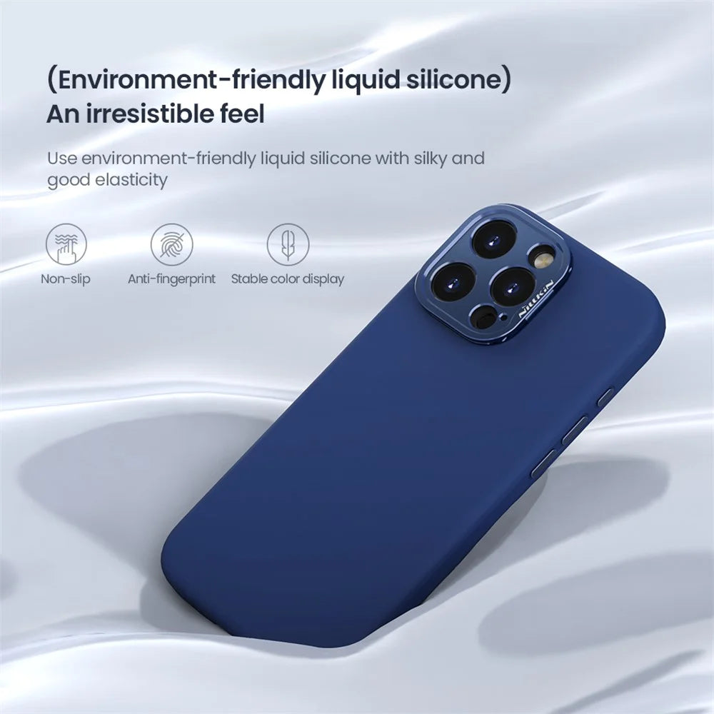 NILLKIN Lenswing Prop For iPhone 16 Pro Max Case Compatible with MagSafe Camera Lens Frame Kickstand Soft Silicone Phone Cover - Black - 7