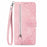 For Samsung Galaxy S24 FE Zipper Wallet Case with Strap Flower Imprint PU Leather Phone Cover - Pink - 7