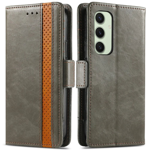 For Samsung Galaxy S24 FE Phone Cases CASENEO PU Leather Cover Stand with RFID Blocking Wallet - Grey - 1
