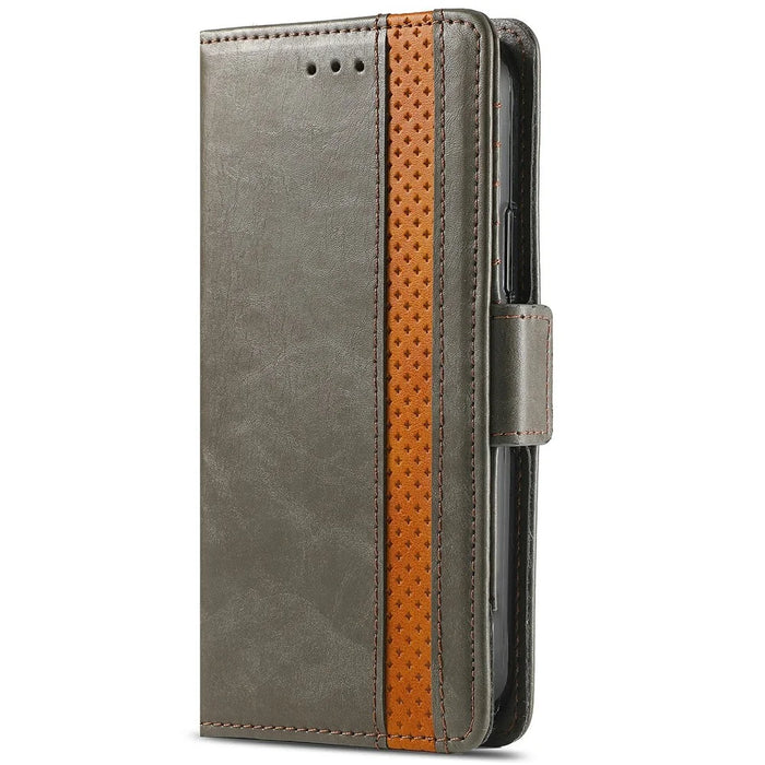 For Samsung Galaxy S24 FE Phone Cases CASENEO PU Leather Cover Stand with RFID Blocking Wallet - Grey - 6