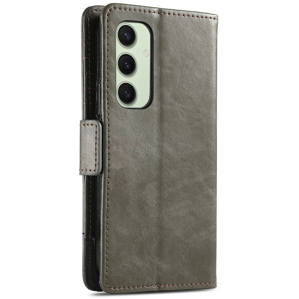 For Samsung Galaxy S24 FE Phone Cases CASENEO PU Leather Cover Stand with RFID Blocking Wallet - Grey - 7