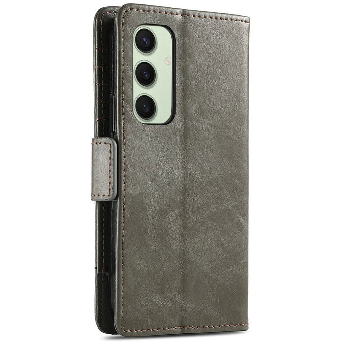 For Samsung Galaxy S24 FE Phone Cases CASENEO PU Leather Cover Stand with RFID Blocking Wallet - Grey - 7