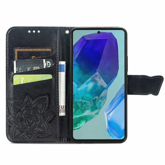 For Samsung Galaxy S24 FE Case PU Leather Wallet Phone Cover Butterfly Pattern - Black - 2