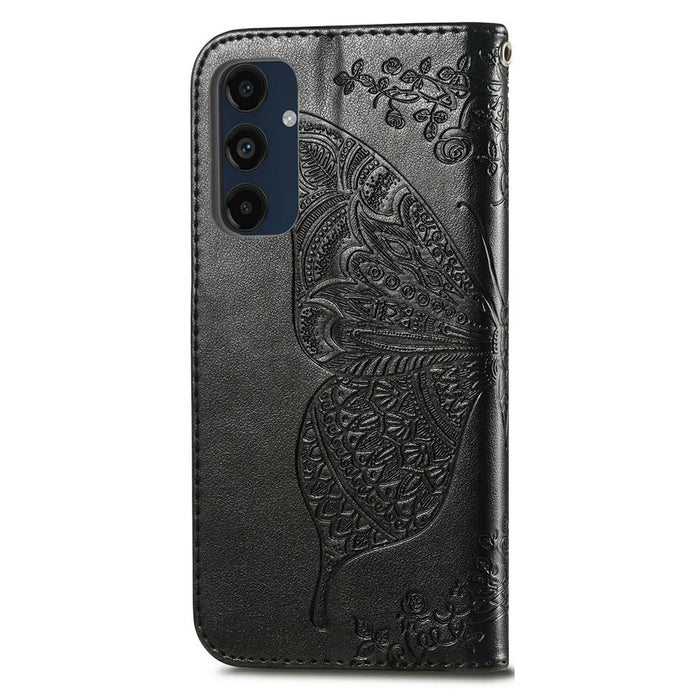 For Samsung Galaxy S24 FE Case PU Leather Wallet Phone Cover Butterfly Pattern - Black - 6