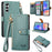 For Samsung Galaxy A06 4G Case RFID Blocking Zipper Pocket Leather Wallet Phone Cover - Green - 1