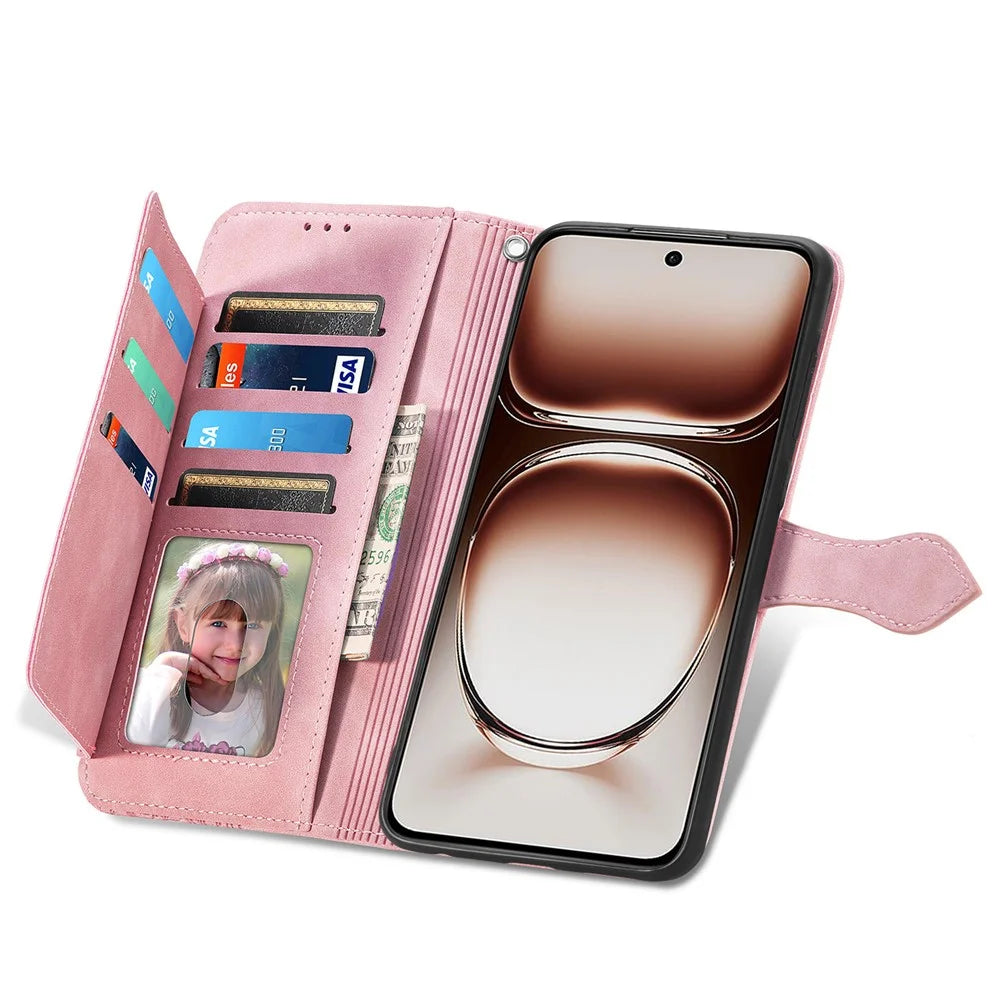For OnePlus Nord 4 Zipper Wallet Case with Strap Flower Imprint PU Leather Phone Cover - Pink - 2