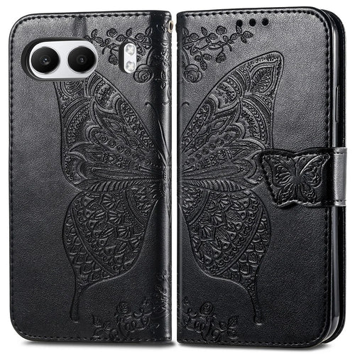 For OnePlus Nord 4 Case PU Leather Wallet Phone Cover Butterfly Pattern - Black - 1