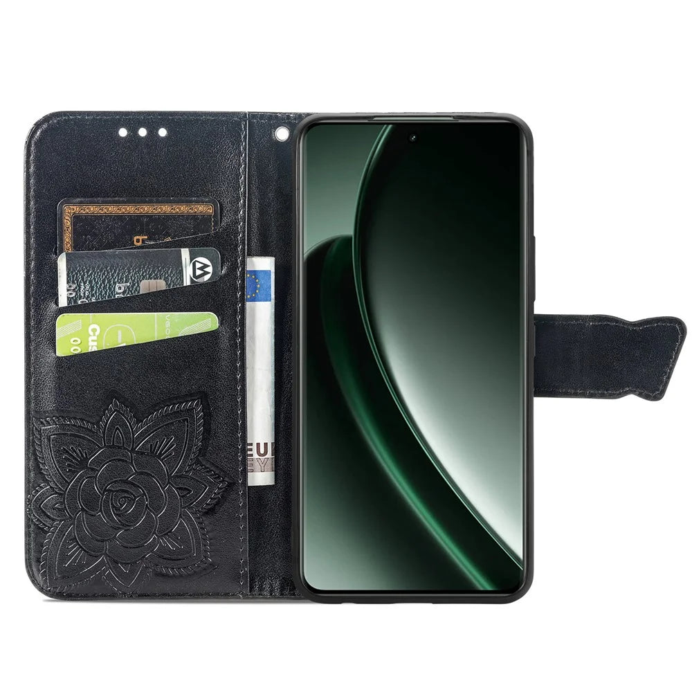 For OnePlus Nord 4 Case PU Leather Wallet Phone Cover Butterfly Pattern - Black - 2