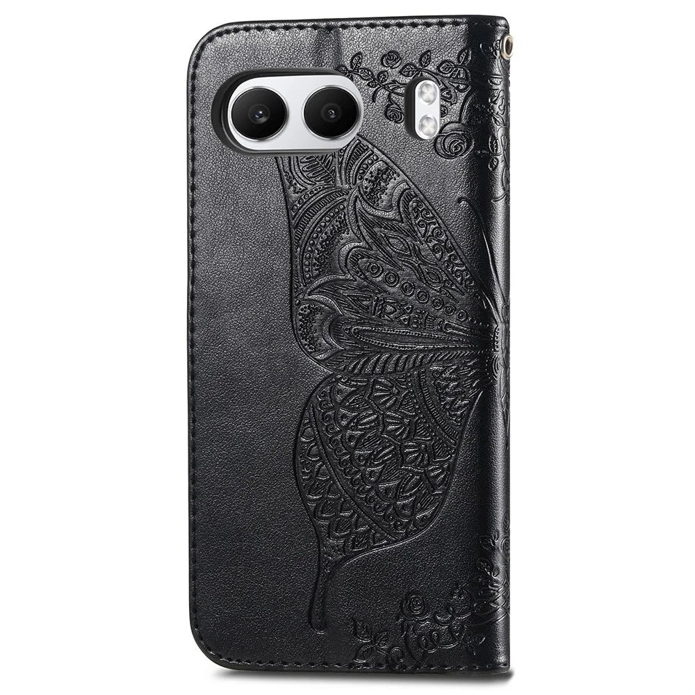For OnePlus Nord 4 Case PU Leather Wallet Phone Cover Butterfly Pattern - Black - 4