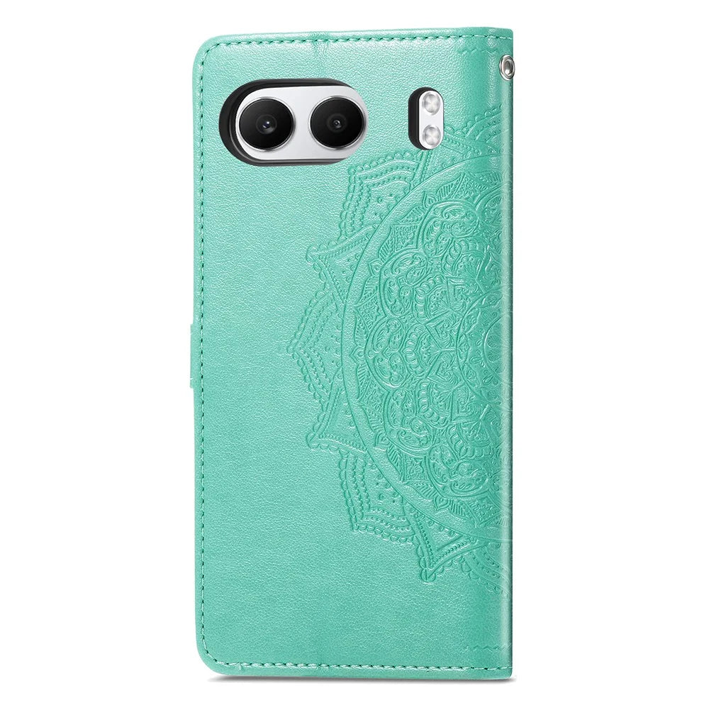 For OnePlus Nord 4 Case Mandala Embossed Design Leather Wallet Phone Cover - Green - 4
