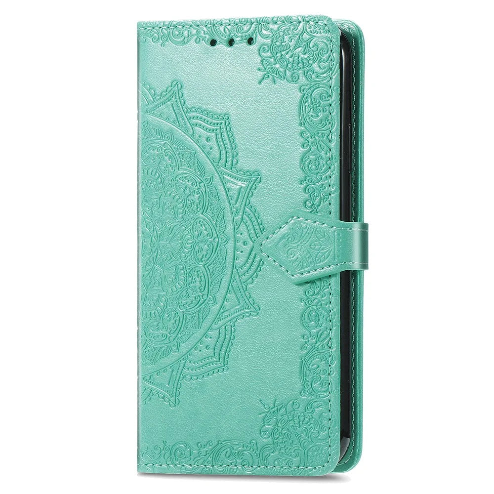 For OnePlus Nord 4 Case Mandala Embossed Design Leather Wallet Phone Cover - Green - 5