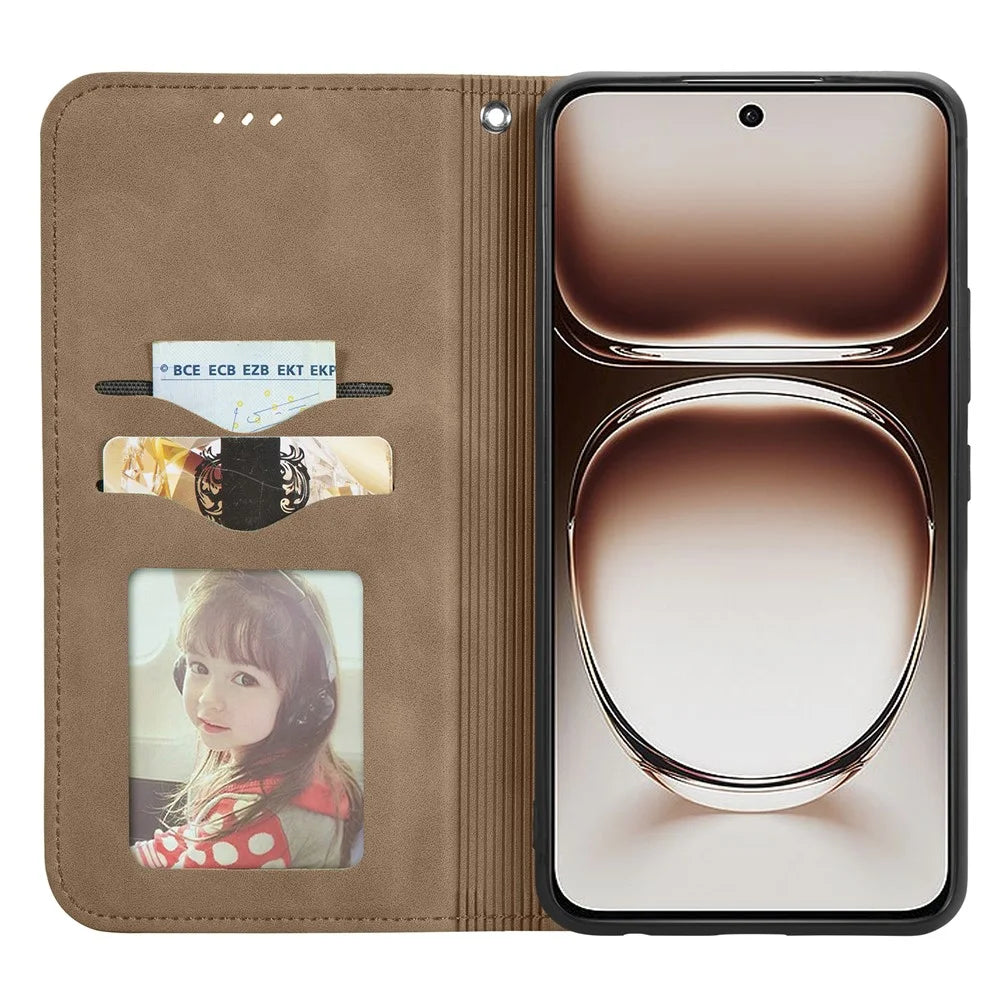 For OnePlus Nord 4 Leather Case with Card Holder Magnetic Absorption Phone Cover - Brown - 2