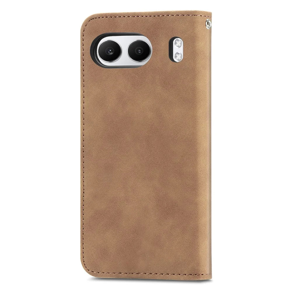 For OnePlus Nord 4 Leather Case with Card Holder Magnetic Absorption Phone Cover - Brown - 6