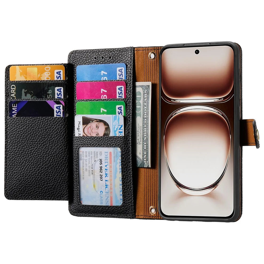 For OnePlus Nord 4 Case RFID Blocking Zipper Pocket Leather Wallet Phone Cover - Black - 2