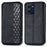 For HMD Pulse Pro PU Leather Case Rhombus Imprint Wallet Stand Phone Cover - Black - 1