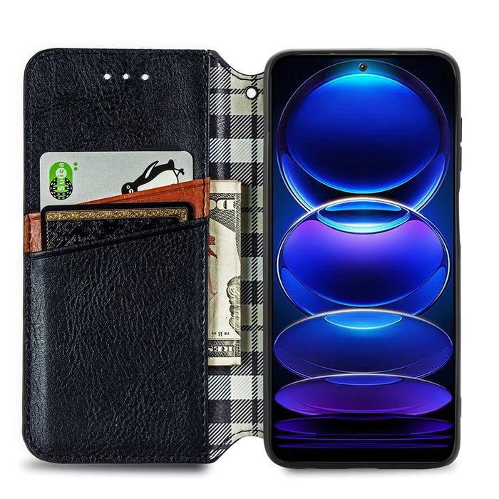 For HMD Pulse Pro PU Leather Case Rhombus Imprint Wallet Stand Phone Cover - Black - 2