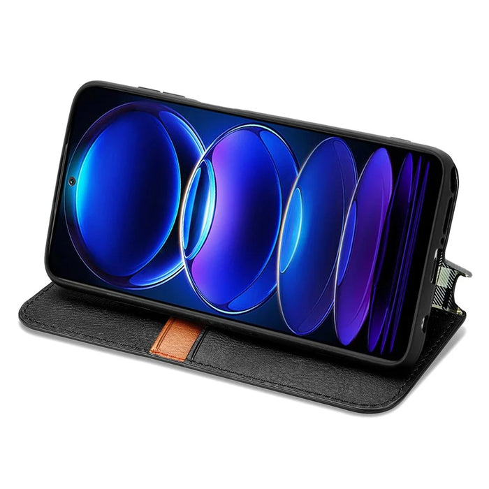 For HMD Pulse Pro PU Leather Case Rhombus Imprint Wallet Stand Phone Cover - Black - 3