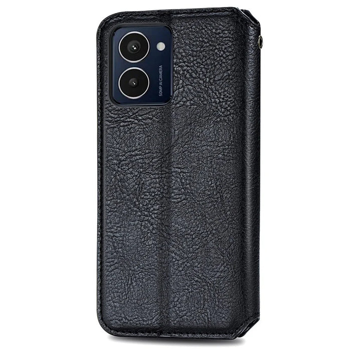 For HMD Pulse Pro PU Leather Case Rhombus Imprint Wallet Stand Phone Cover - Black - 5