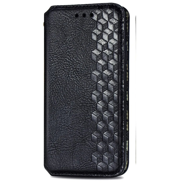 For HMD Pulse Pro PU Leather Case Rhombus Imprint Wallet Stand Phone Cover - Black - 6