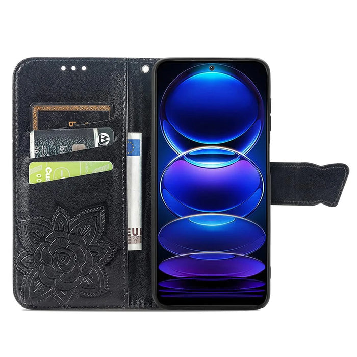 For HMD Pulse Pro Case PU Leather Wallet Phone Cover Butterfly Pattern - Black - 2