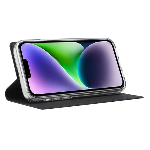 VILI DMX Series for iPhone 14 PU Leather Stand Card Slot Case Magnetic Auto Closing Shockproof Flip Folio Cover - Black - 2