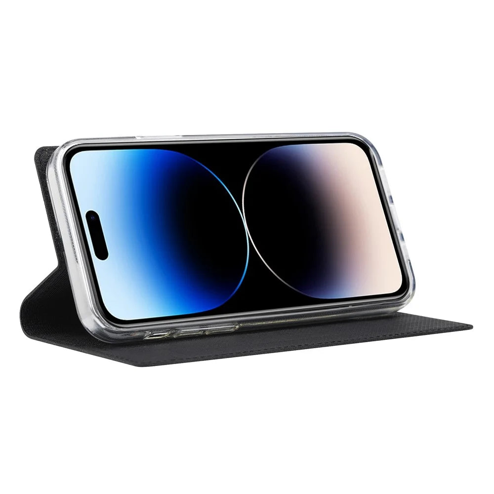 VILI DMX Series for iPhone 14 Pro PU Leather Magnetic Auto-absorbed Case Stand Feature Card Slot Folio Cover - Black - 2