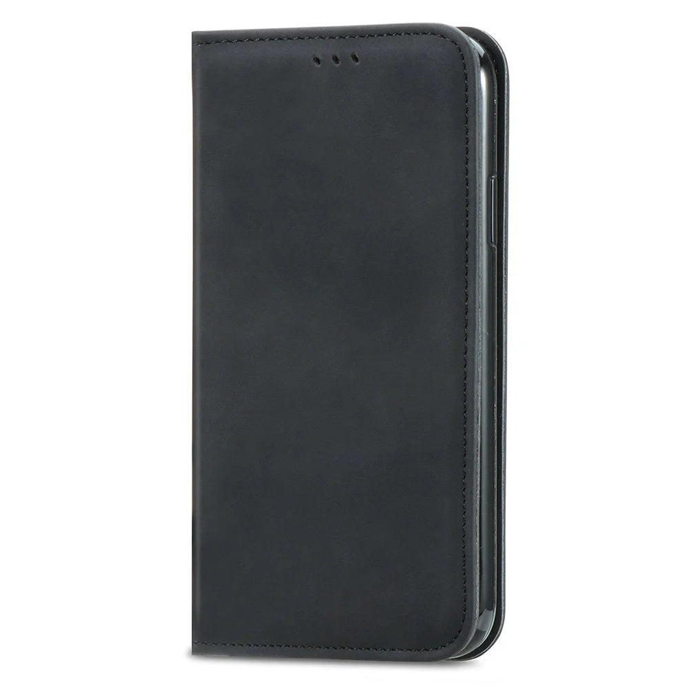 For vivo V40 5G Leather Case with Card Holder Magnetic Absorption Phone Cover - Black - 5