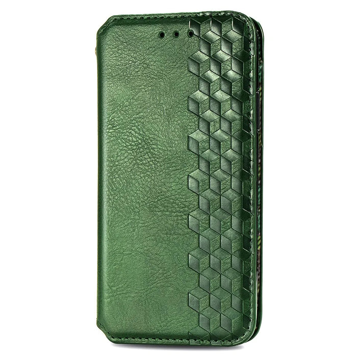 For iPhone 16 Plus PU Leather Case Rhombus Imprint Wallet Stand Phone Cover - Green - 5