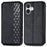 For iPhone 16 PU Leather Case Rhombus Imprint Wallet Stand Phone Cover - Black - 1