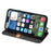 For iPhone 16 PU Leather Case Rhombus Imprint Wallet Stand Phone Cover - Black - 3