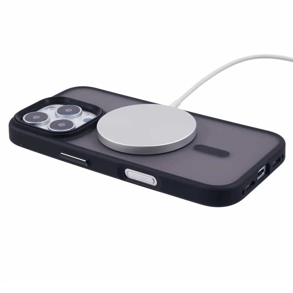 For iPhone 16 Pro Case Compatible with MagSafe TPU+PC Rubberized Finish Phone Cover - Black - 4