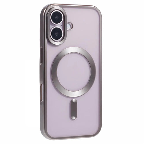 For iPhone 16 Plus Case Matte Electroplating Phone Cover Compatible with MagSafe - Titanium Grey - 1