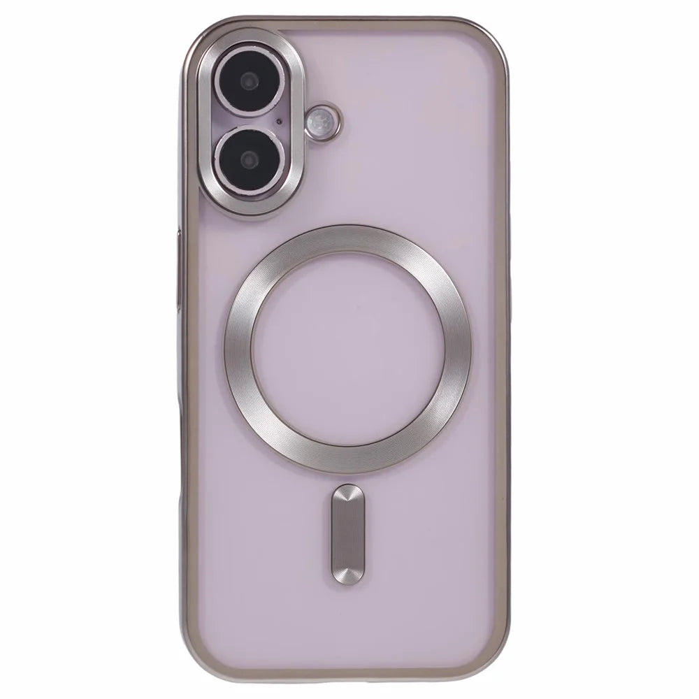 For iPhone 16 Plus Case Matte Electroplating Phone Cover Compatible with MagSafe - Titanium Grey - 3