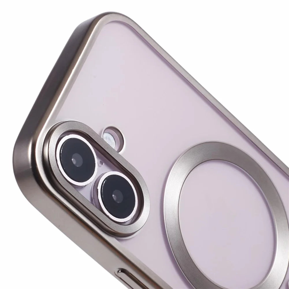 For iPhone 16 Plus Case Matte Electroplating Phone Cover Compatible with MagSafe - Titanium Grey - 6