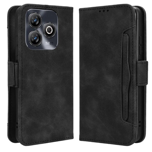 For ZTE Blade A75 4G Leather Case Phone Wallet Cover with Multiple Card Slots - Black - 1