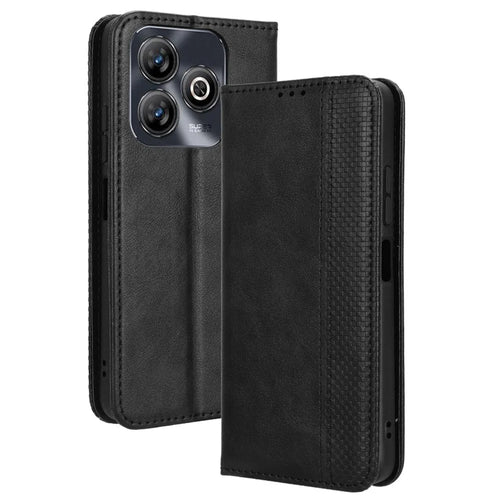 For ZTE Blade A75 4G Leather Case Wallet Stand Retro Texture Phone Cover - Black - 1