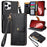 For iPhone 16 Pro Max Case RFID Blocking Zipper Pocket Leather Wallet Phone Cover with Strap - Black - 1