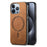 B1 For iPhone 16 Pro Max Leather Back Case Compatible with MagSafe Skin-Touch Phone Cover - Brown - 1