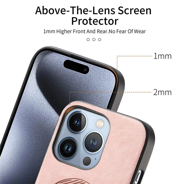 B1 For iPhone 16 Pro Max Leather Back Case Compatible with MagSafe Skin-Touch Phone Cover - Brown - 3