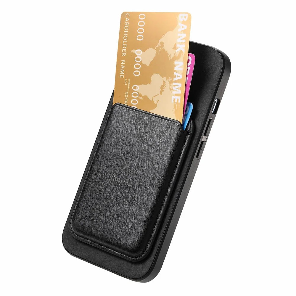 B2 For iPhone 16 Pro Case Detachable Magnetic Card Bag Leather+TPU Phone Cover - Black - 3