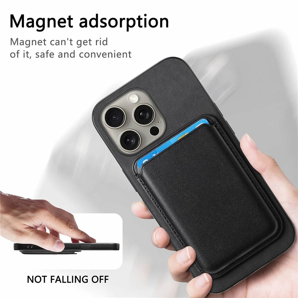 B2 For iPhone 16 Pro Case Detachable Magnetic Card Bag Leather+TPU Phone Cover - Black - 7
