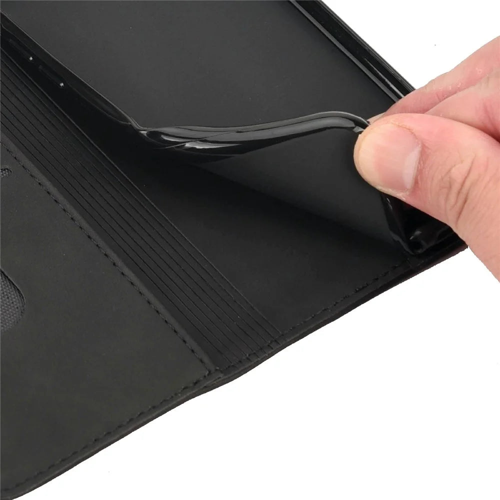 For Asus Zenfone 9 5G Anti-drop Splicing Phone Case PU Leather Magnetic Auto-absorbed Skin-touch Feeling Phone Wallet Cover with Stand - Black - 6