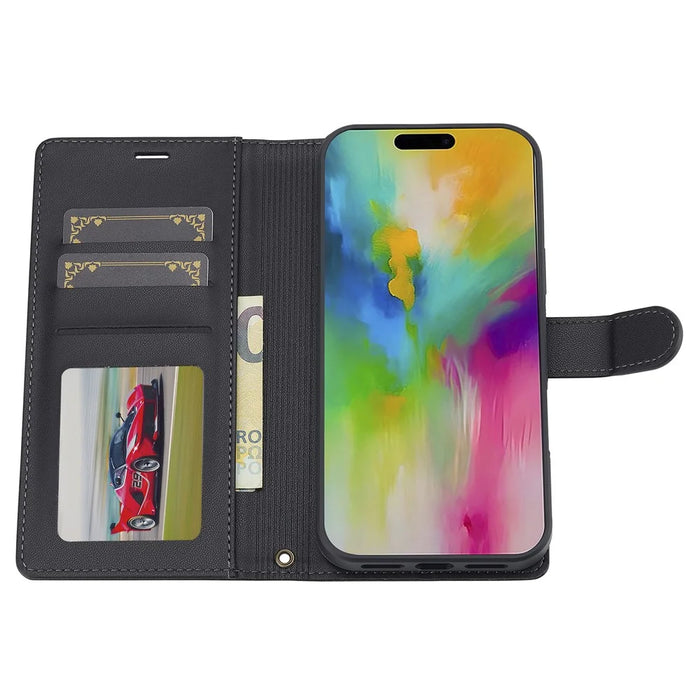 LC.IMEEKE L2 Series for iPhone 16 Pro Max Case PU Leather Wallet Detachable Magnetic Phone Cover - Black - 3
