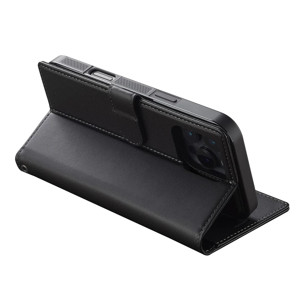 LC.IMEEKE L2 Series for iPhone 16 Pro Max Case PU Leather Wallet Detachable Magnetic Phone Cover - Black - 5