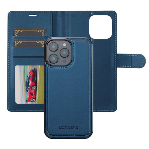 LC.IMEEKE L2 Series for iPhone 16 Pro Case PU Leather Wallet Detachable Magnetic Phone Cover - Blue - 2