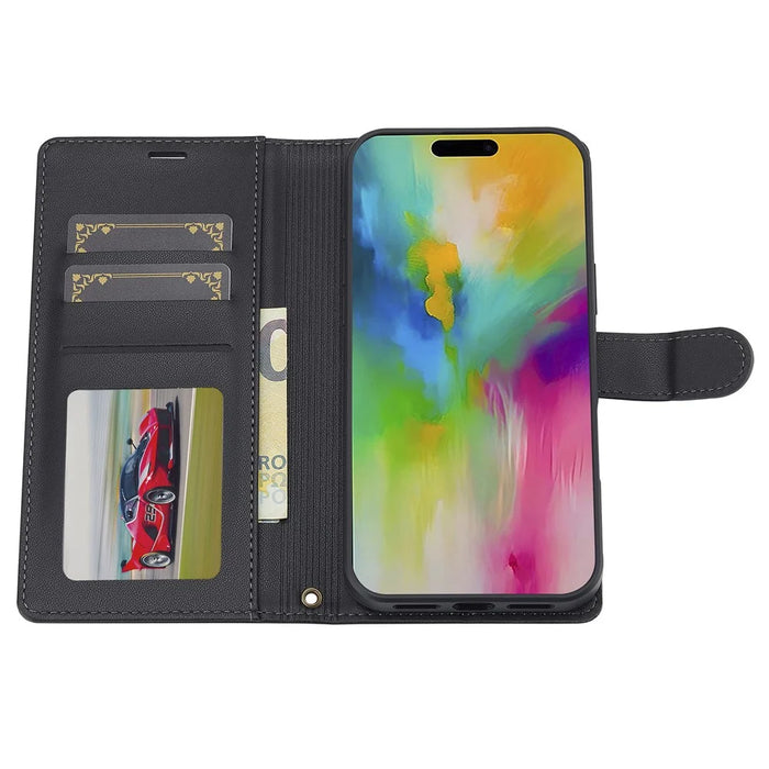 LC.IMEEKE L2 Series for iPhone 16 Plus Case PU Leather Wallet Detachable Magnetic Phone Cover - Black - 3