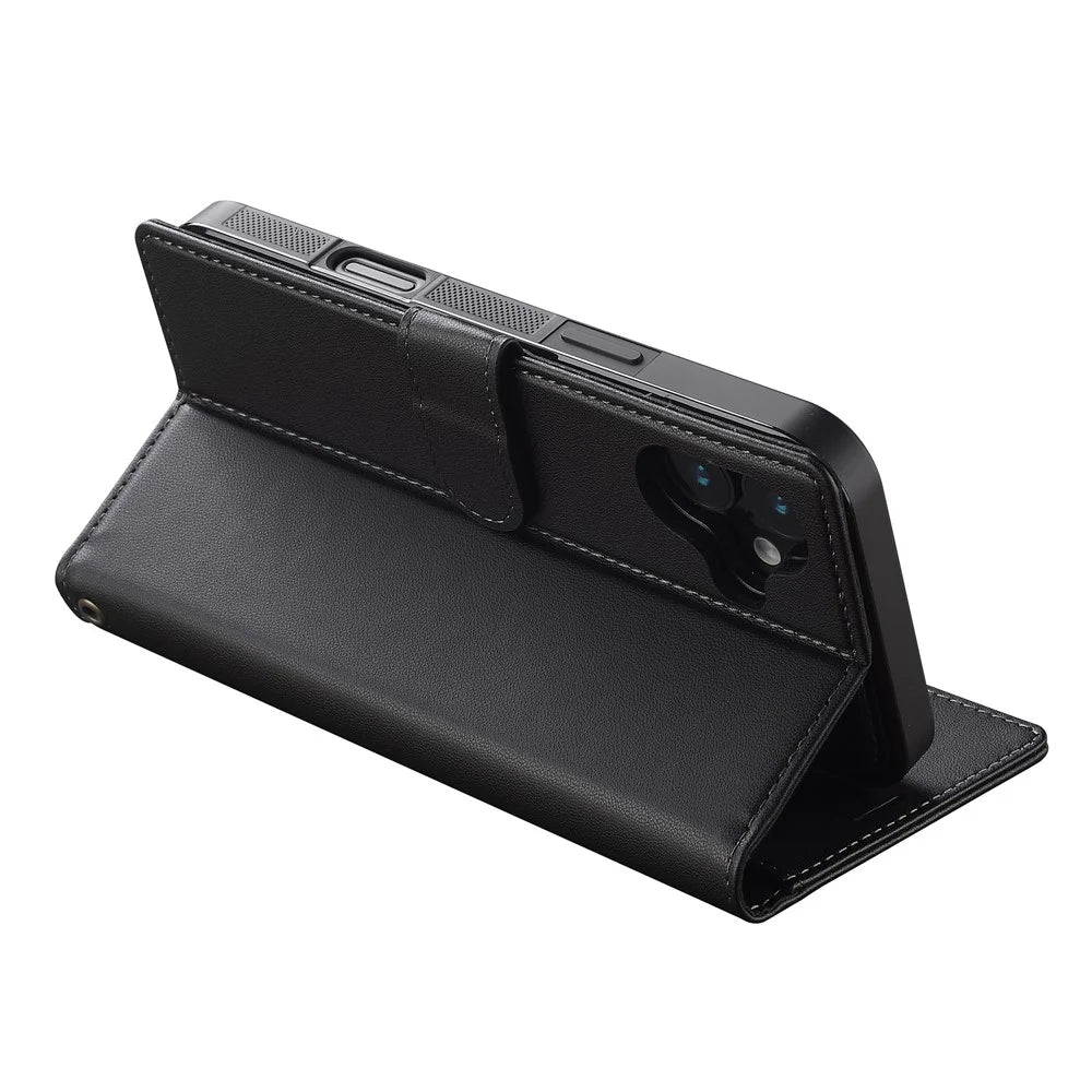 LC.IMEEKE L2 Series for iPhone 16 Plus Case PU Leather Wallet Detachable Magnetic Phone Cover - Black - 5
