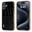 ABEEL For iPhone 16 Plus Case Electroplating Edge Crocodile Texture Genuine Cow Leather Back Phone Cover - Black - 1